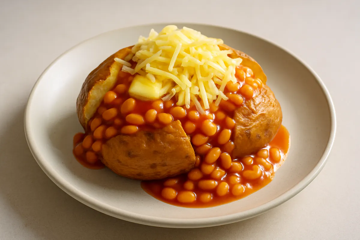 Illustration of Jacket potatoes with beans and cheese